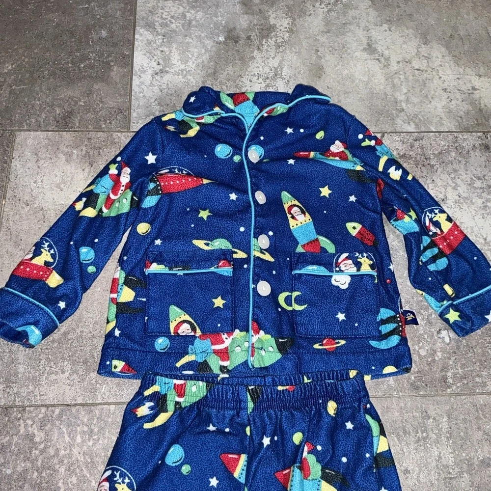 Nick & Nora Boys 18 Months Christmas Pajamas Set Santa Rocketship Space Holiday